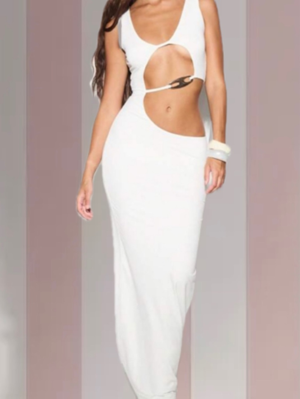 KIZN White Cut-Out Maxi Dress